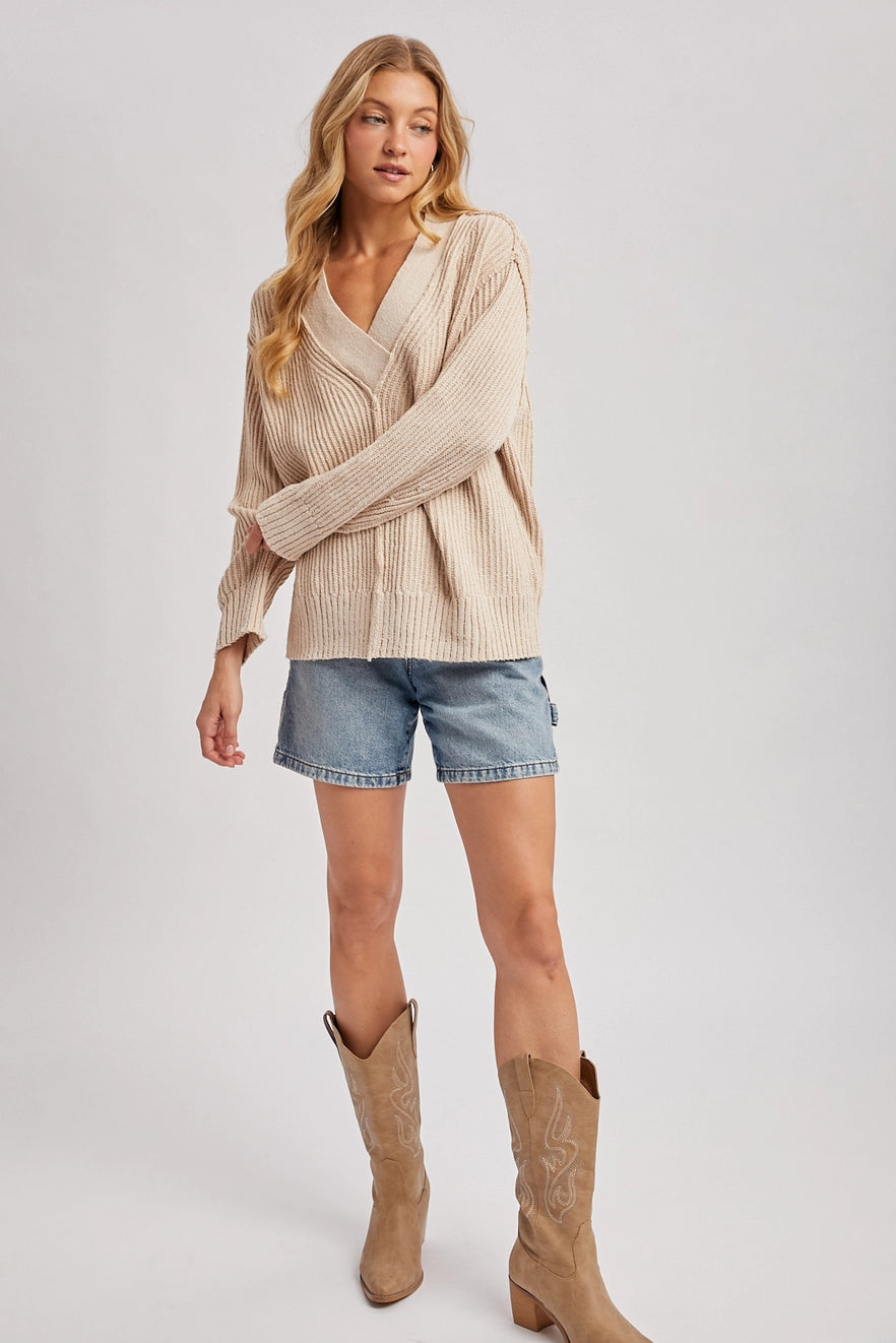 Tie The Knot Oatmeal Knit Sweater