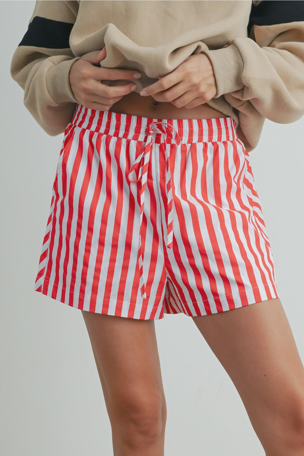 Sure Of It Red Striped Shorts