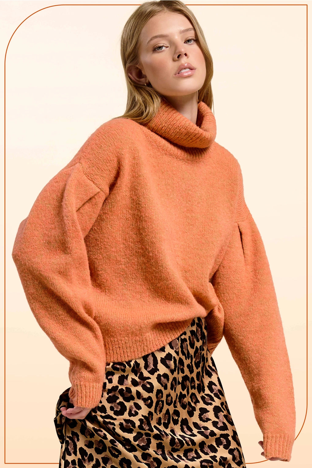 Thankful Orange Turtleneck Sweater