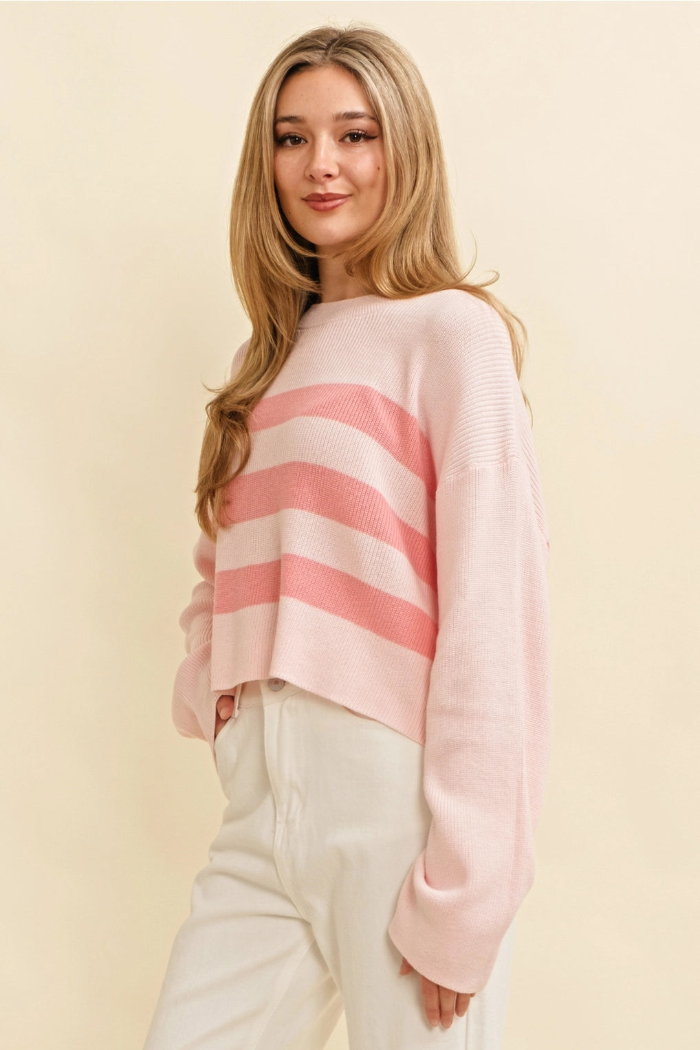 40% Off - Pinky Promise You Pink Striped Sweater