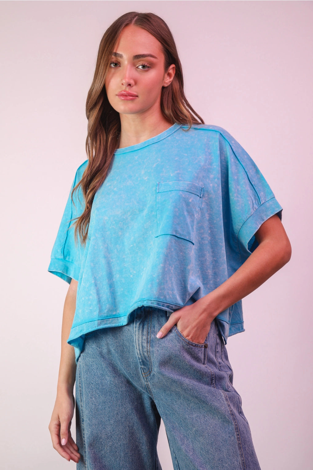 Comfy & Cute Oversized Aqua Top