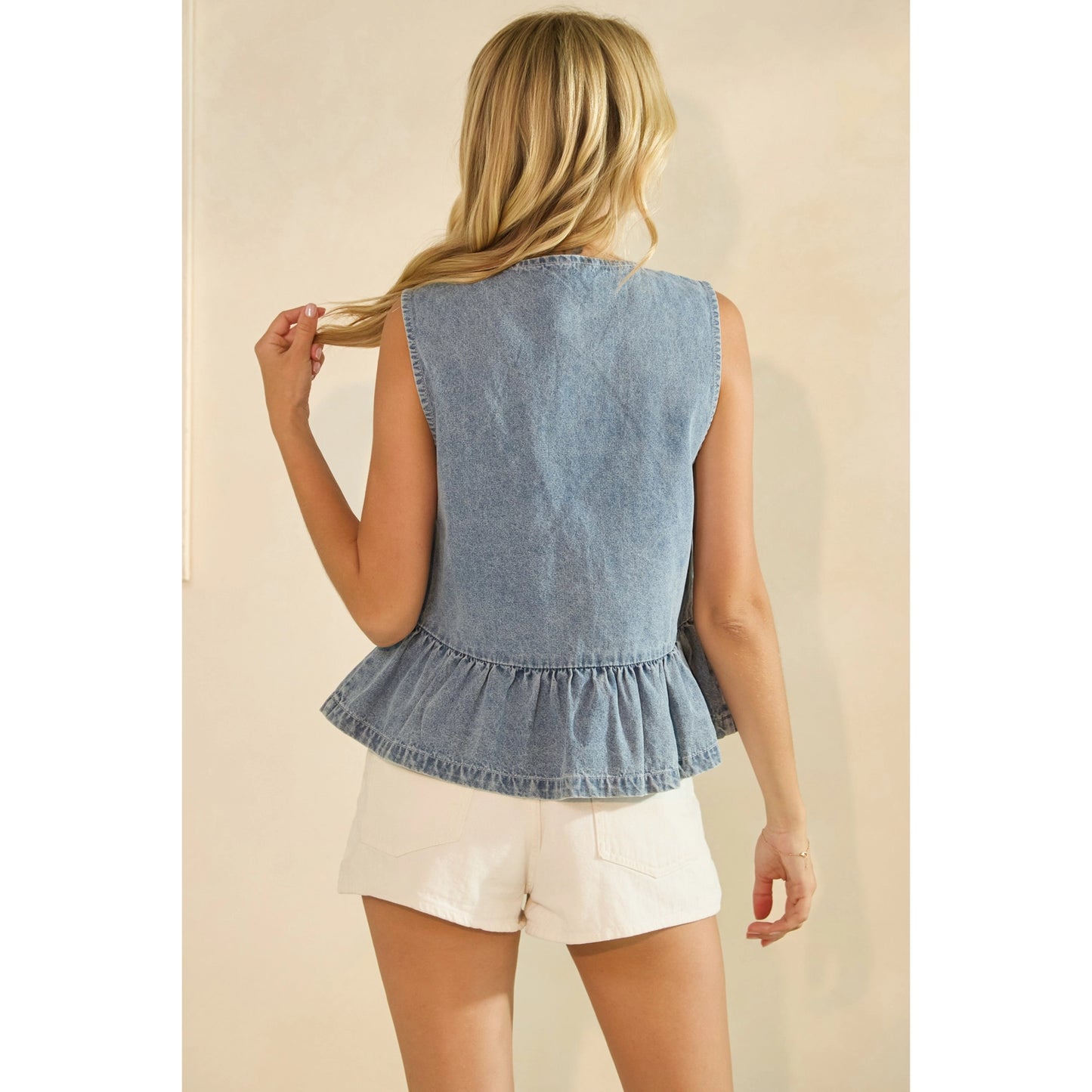 All Fun & Games Front Tie Denim Tank