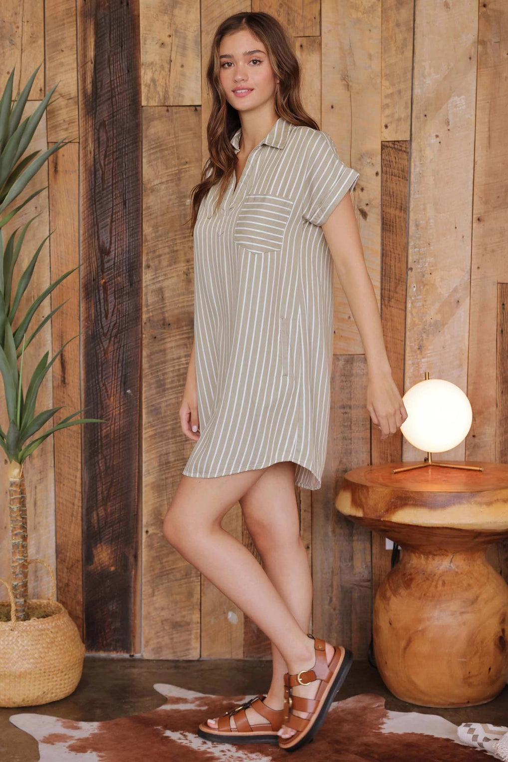 It Is What It Is Olive Striped Dress
