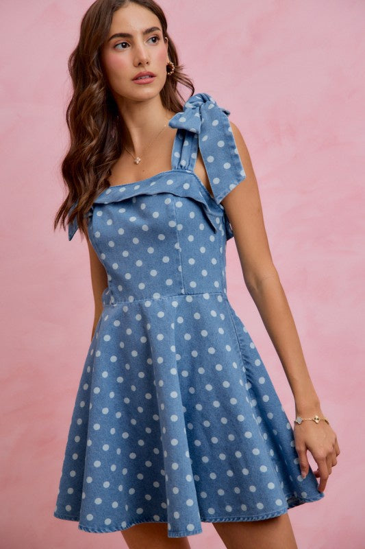The Right Decision Polka Dot Denim Dress