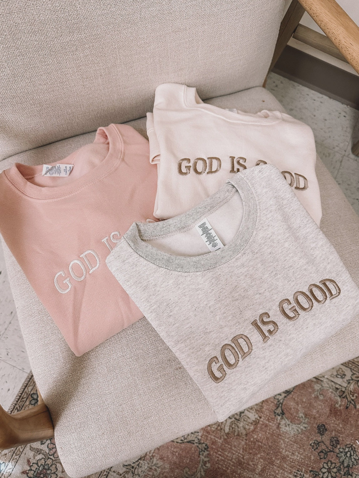 RESTOCK Cream God Is Good Sweatshirt