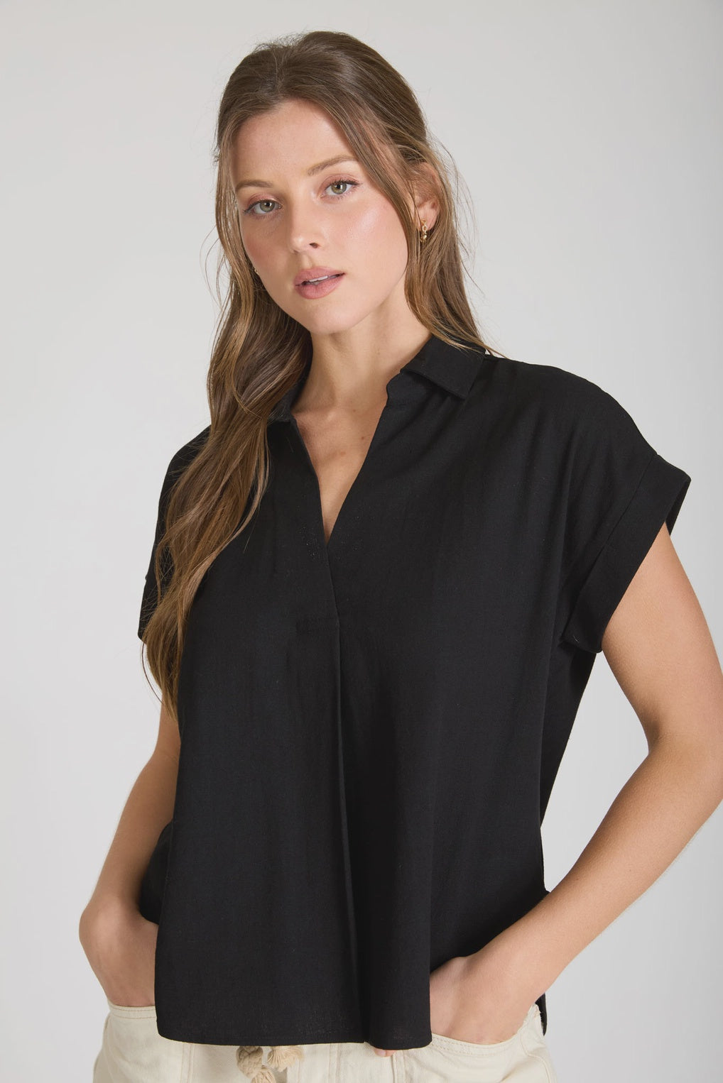 When The Leafs Start Turning Black  Collared V-Neck Top