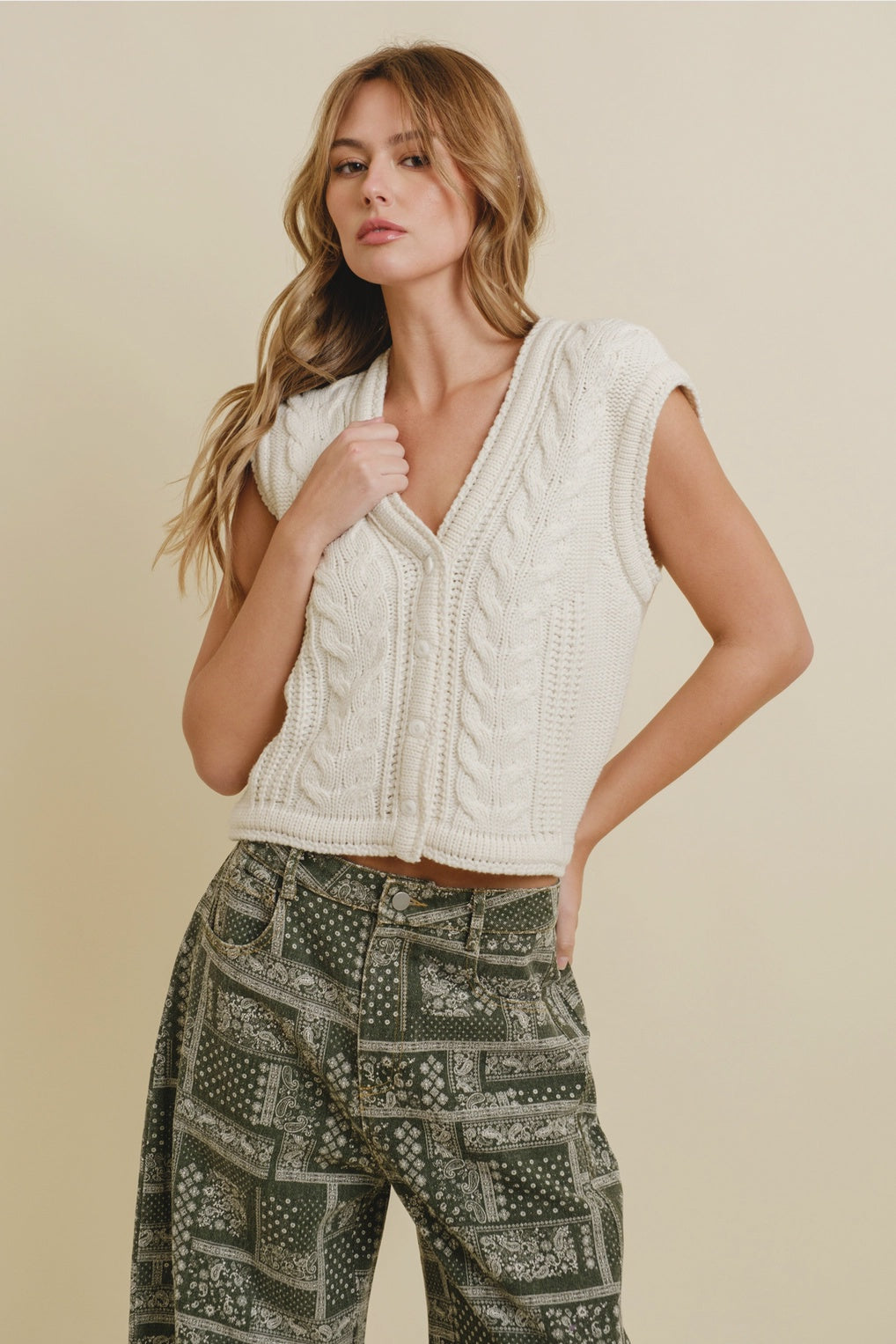 40% Off - I Can See Clearly Now Ivory Sweater Vest