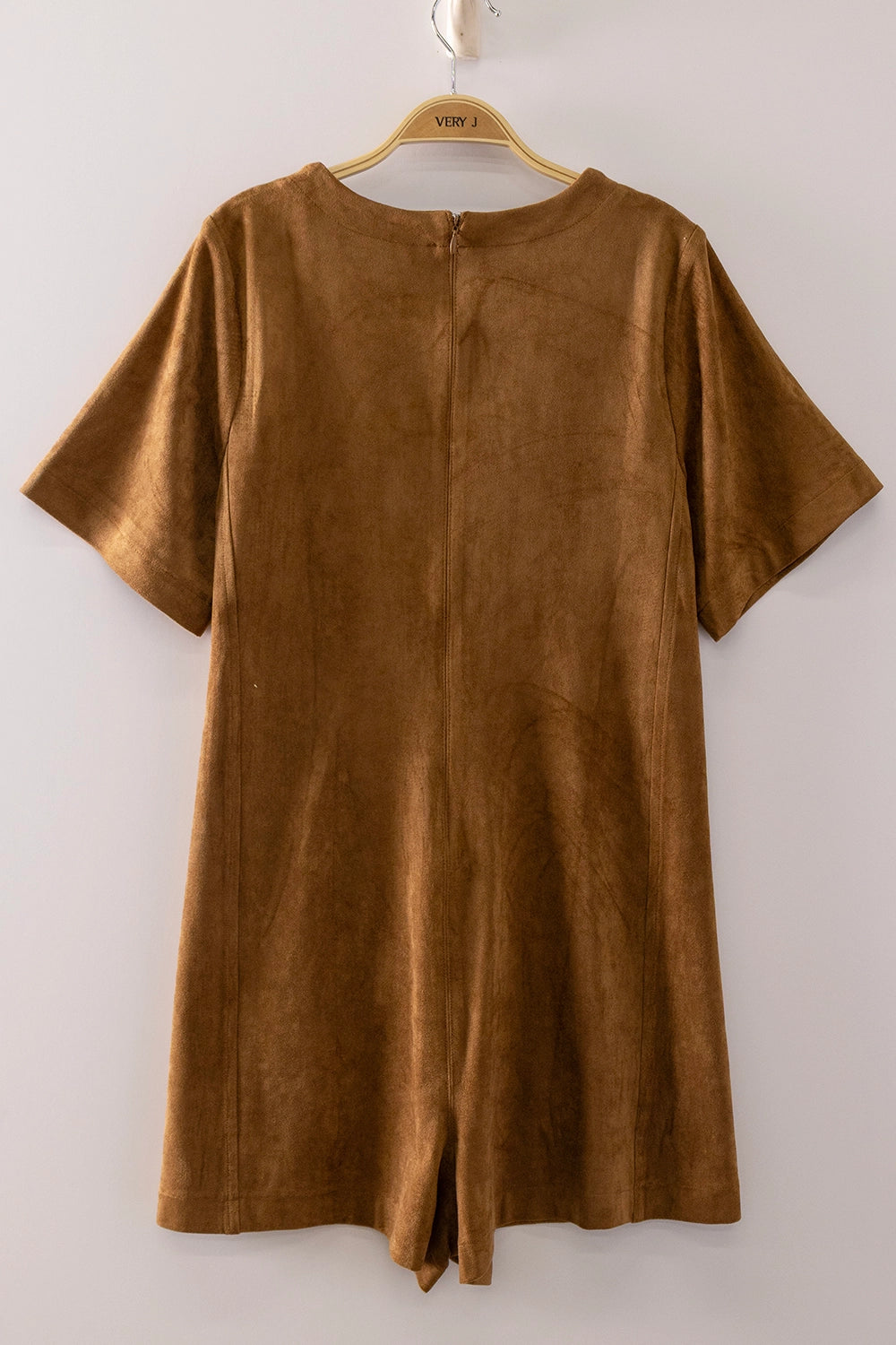 She Decided It Was Time Camel Suede Romper