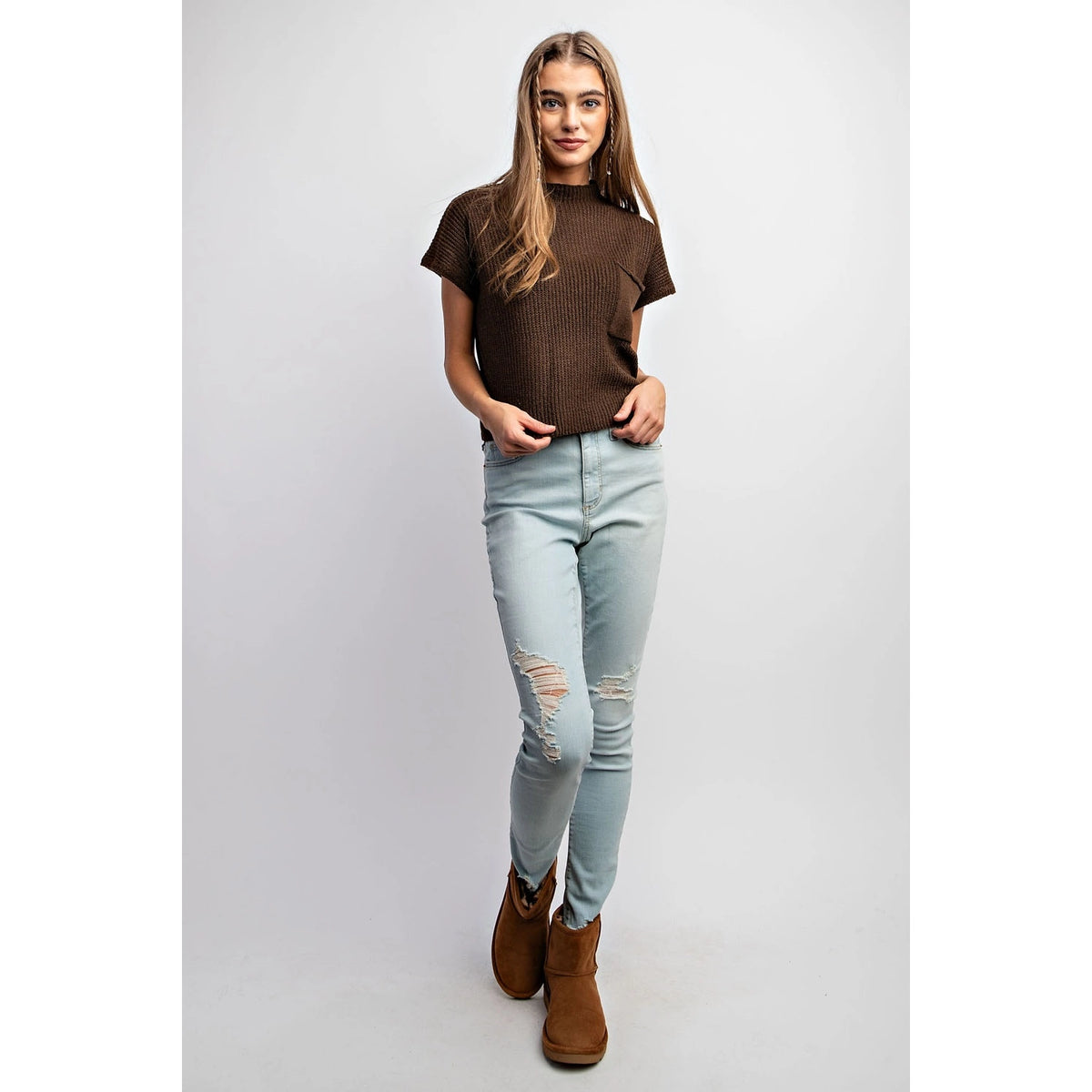 There’s Always Tomorrow Brown Knit Top