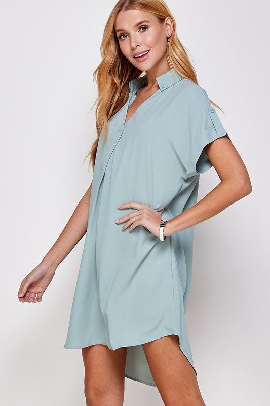 Daydreaming Sage V-Neck Dress