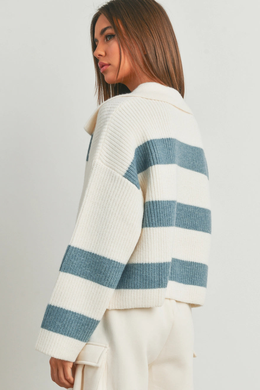 Stubborn Love Blue Striped Sweater