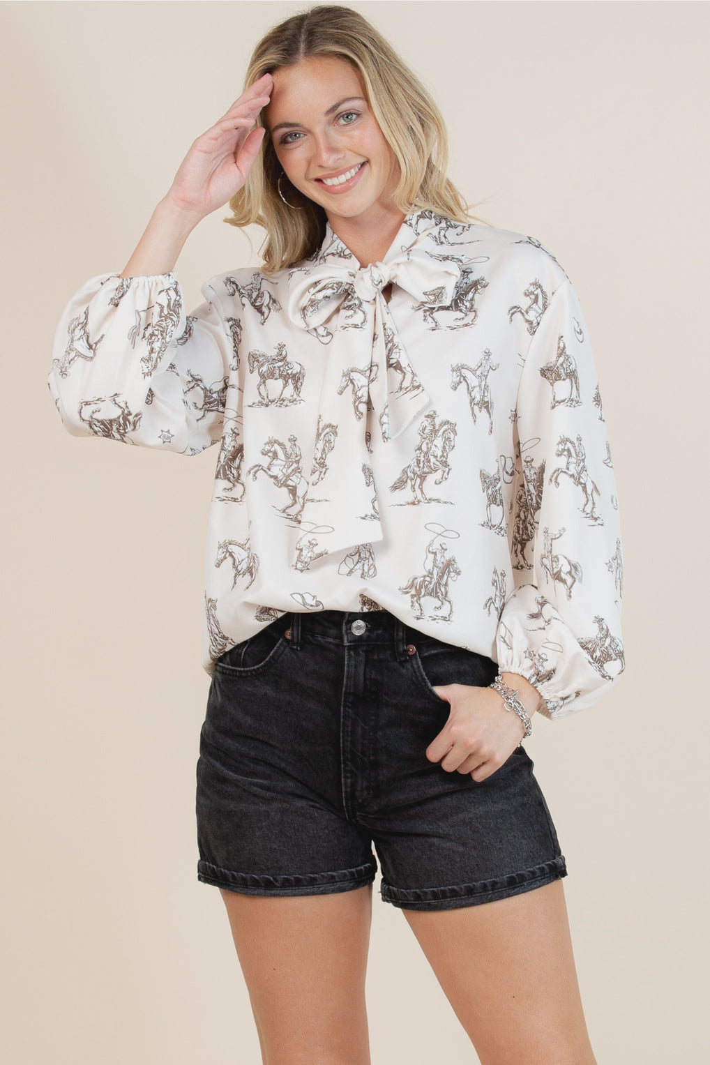 RESTOCK Wild West Western Print Blouse