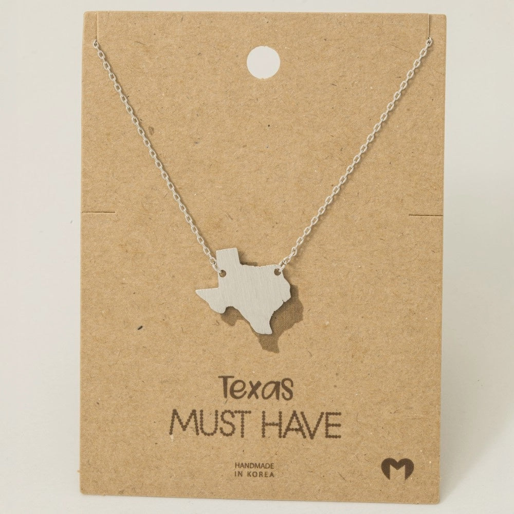 Silver Texas State Necklace