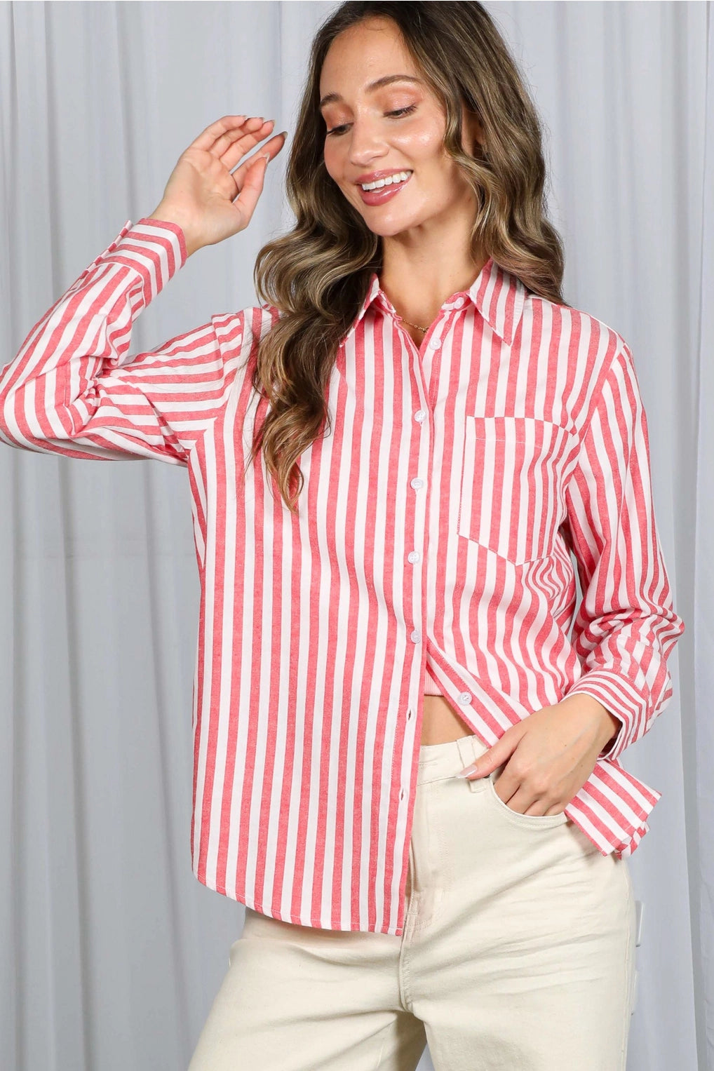 Soft Spoken Red Striped Shirt