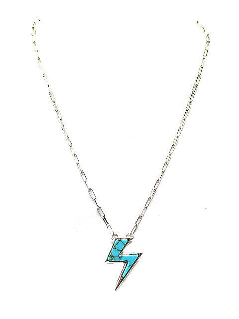 Turquoise Lightning Bolt Necklace 