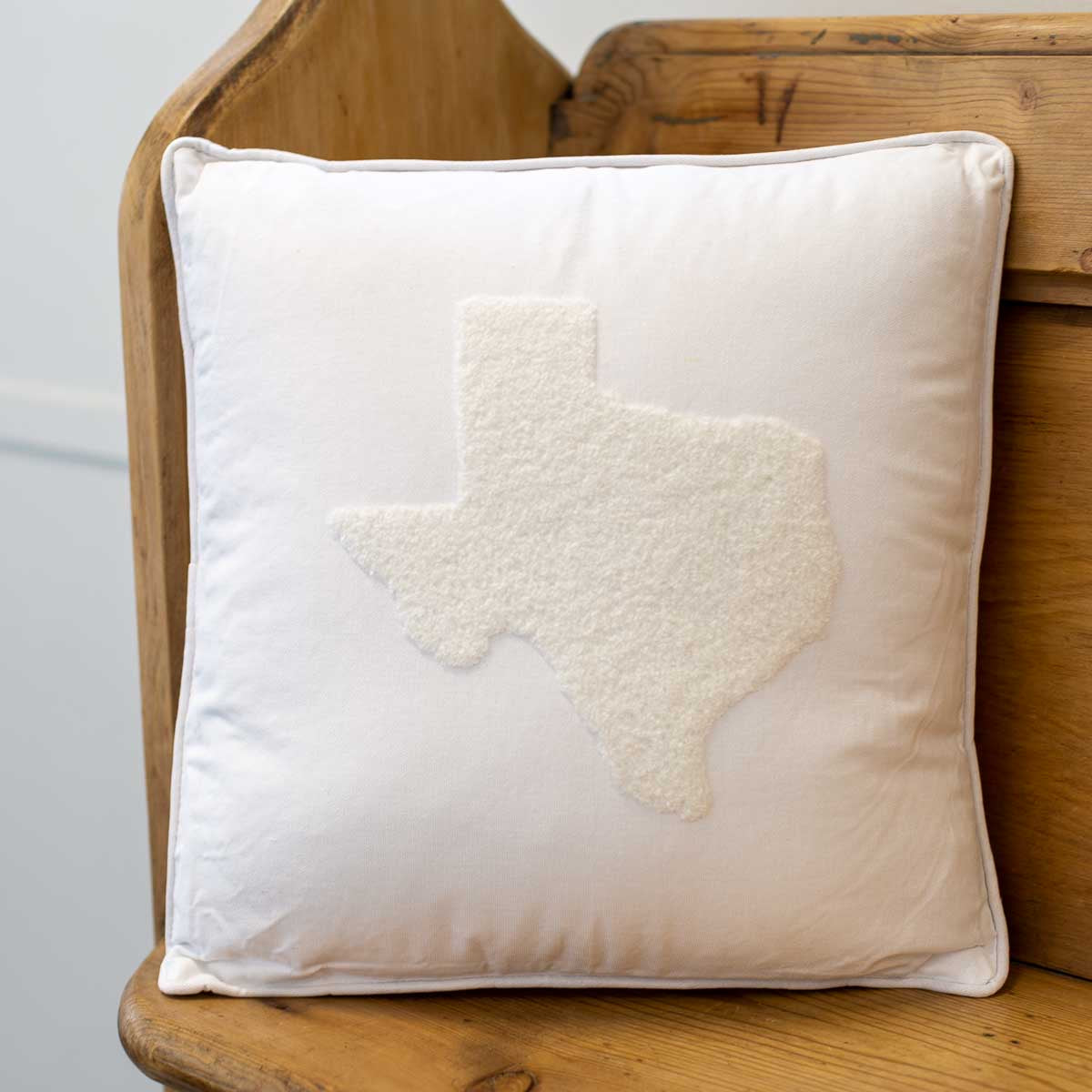 White Embroidered Texas Pillow