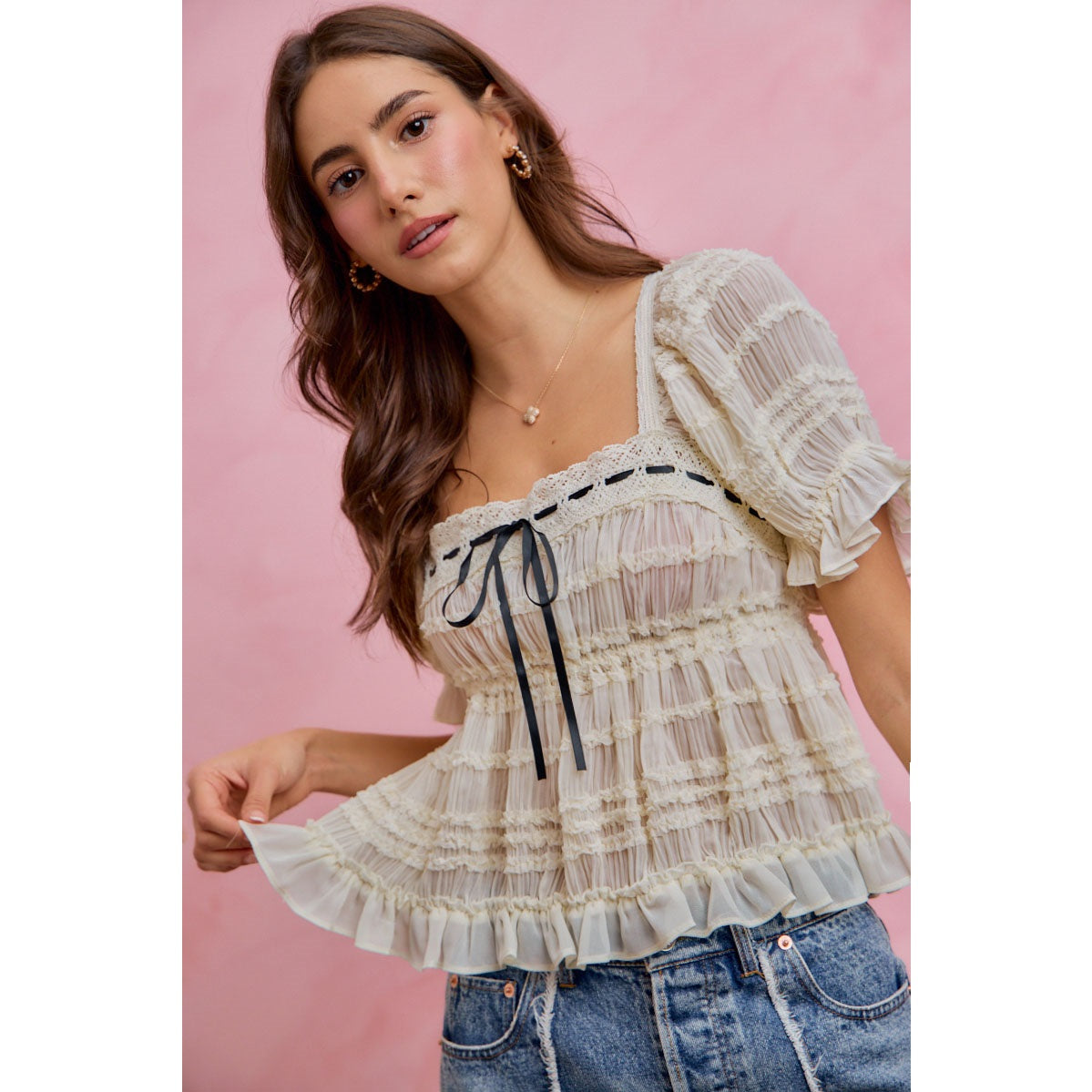 Couldn’t Be Me Cream Ruffled Blouse