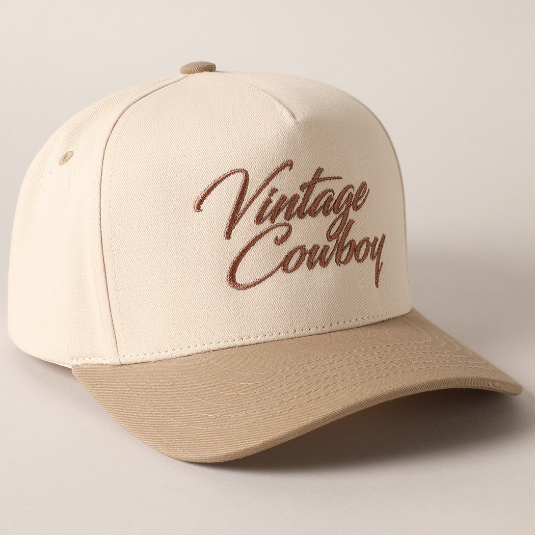 Vintage Cowboy Beige Embroidered Trucker Hat