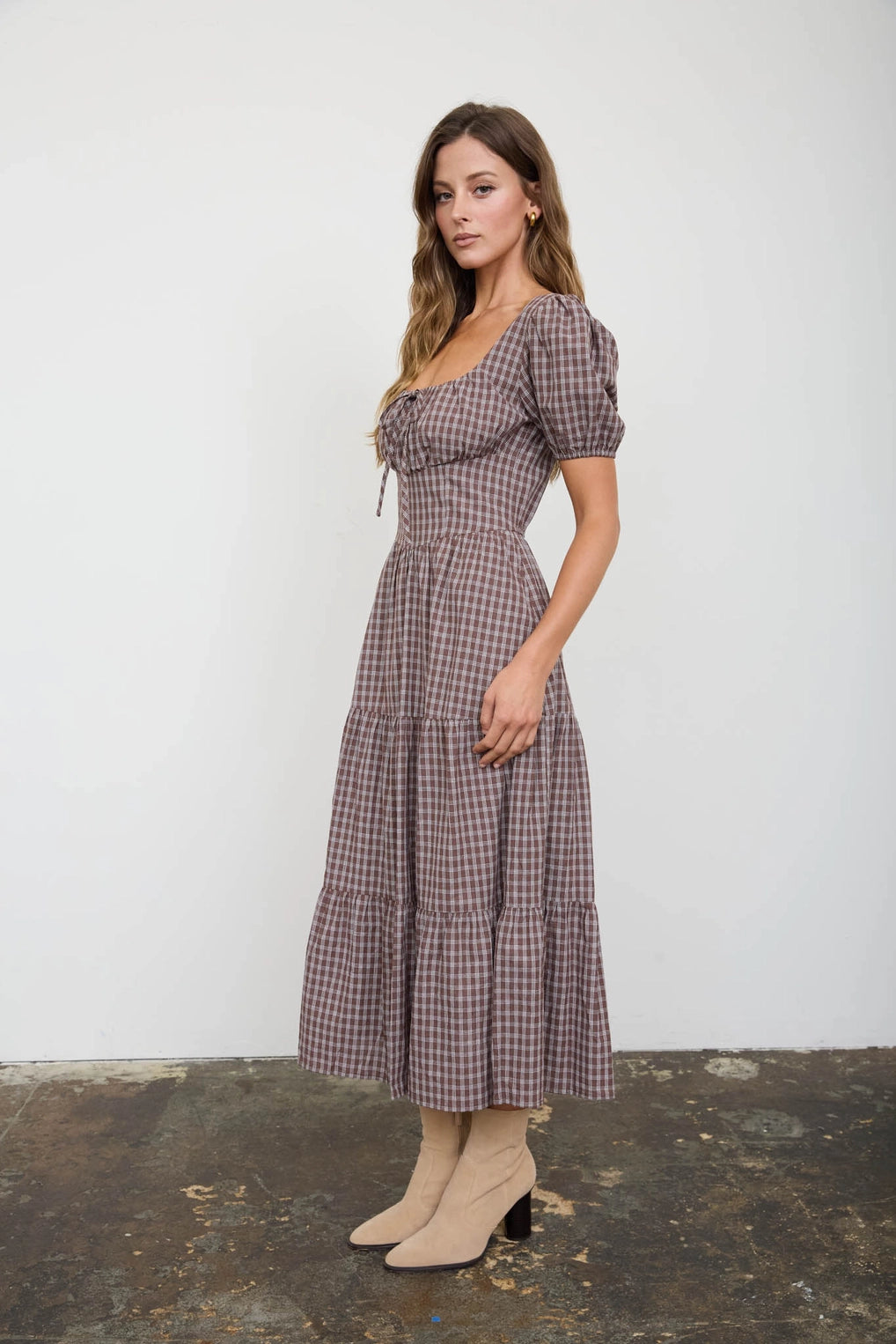 Corn Maze Brown Mid Maxi Dress