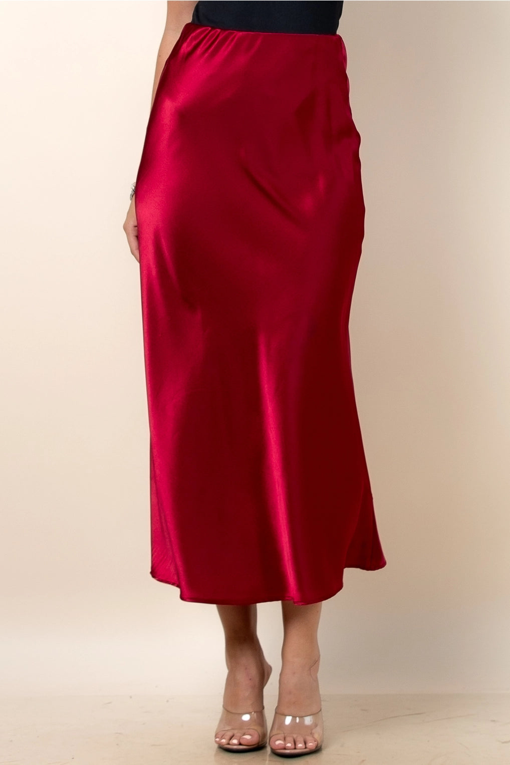 Saturday Night Red Satin Skirt