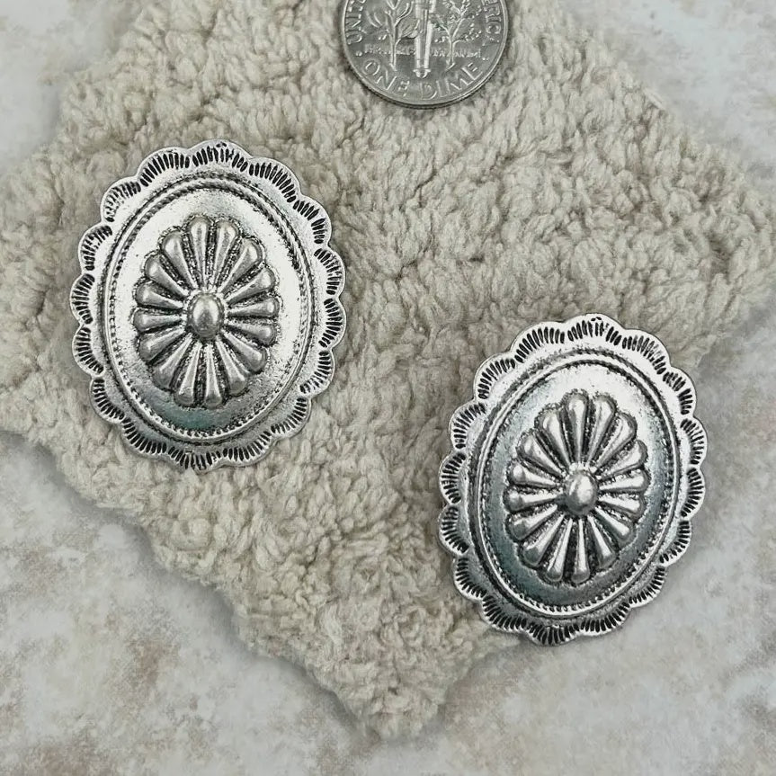 Silver Concho Earrings