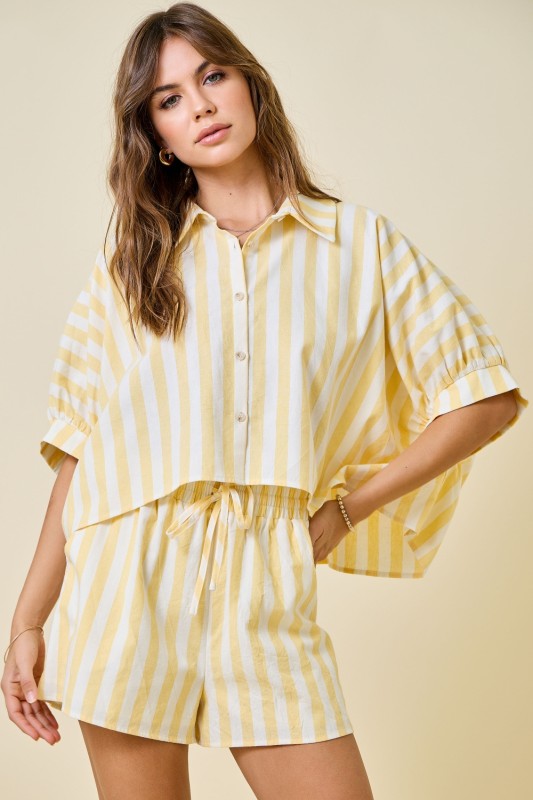 Walking On Sunshine Yellow Striped Shorts