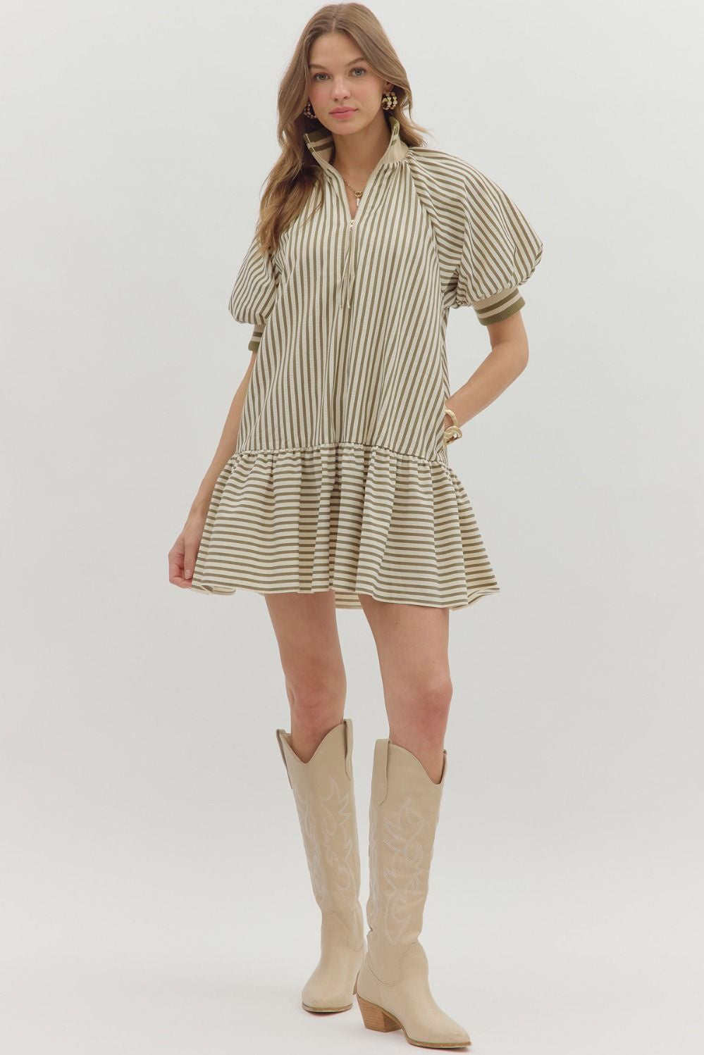 Sugar, Spice & Everything Nice Olive Striped Dress