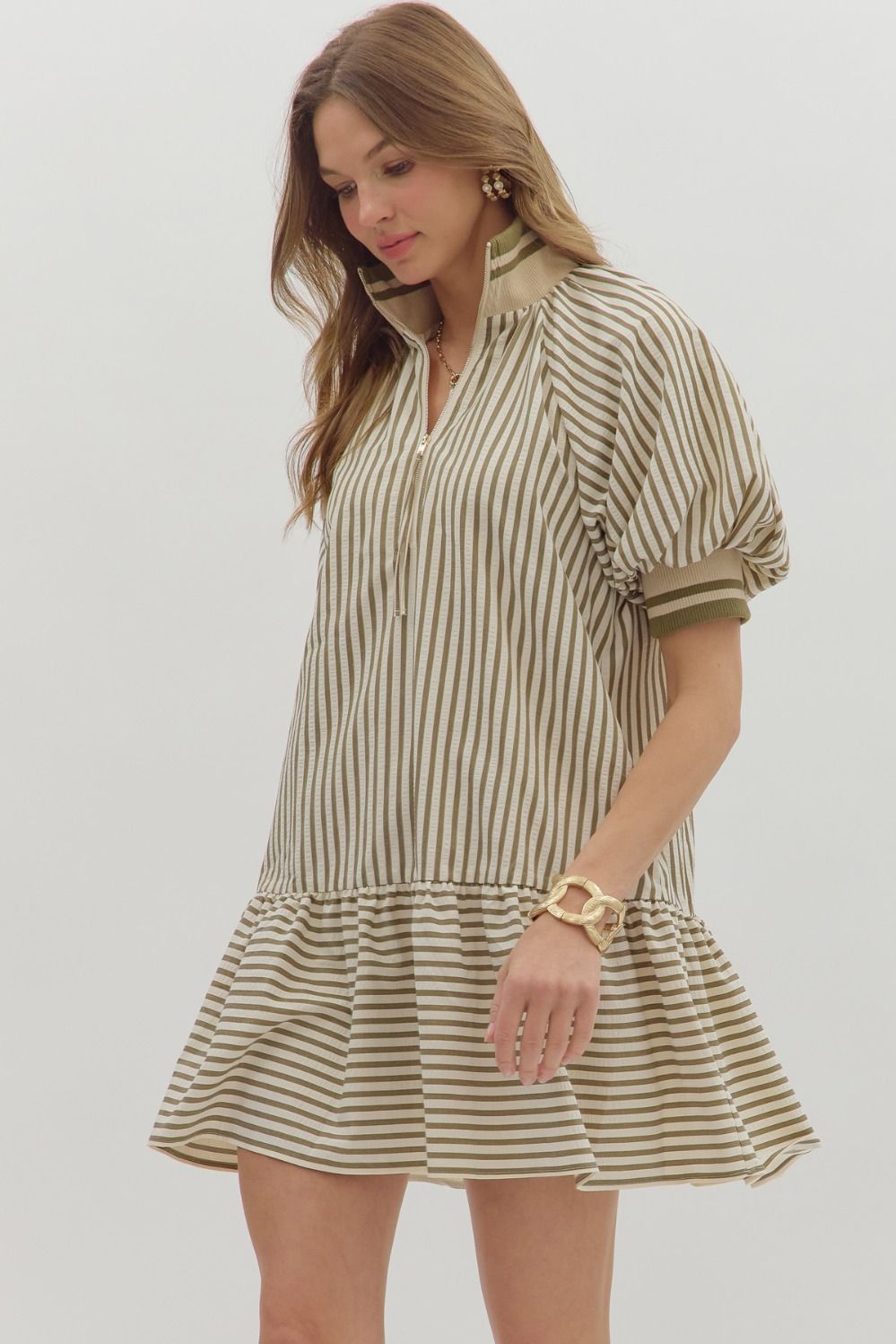 Sugar, Spice & Everything Nice Olive Striped Dress