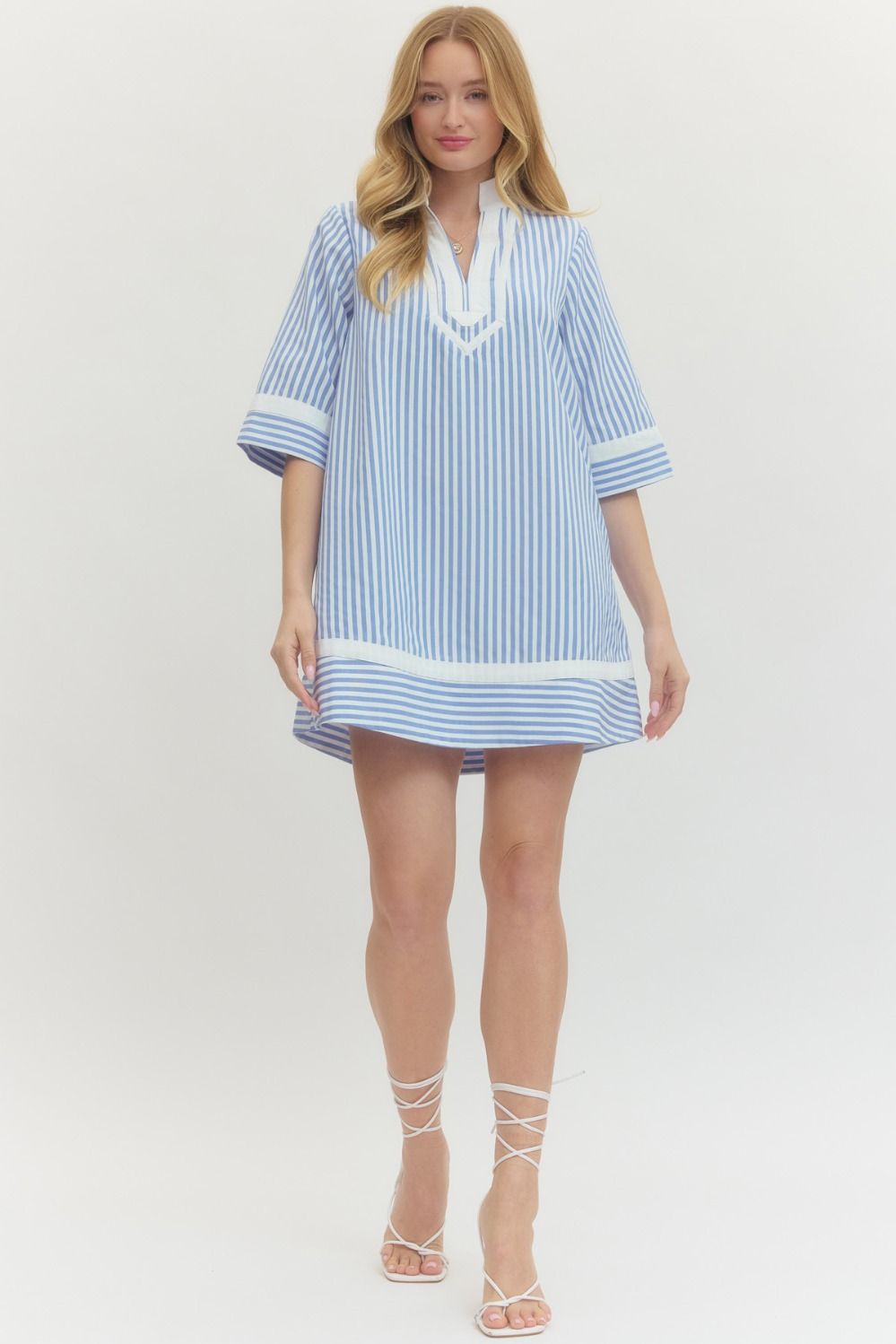Dress In Your Sunday Best Blue Striped Dress