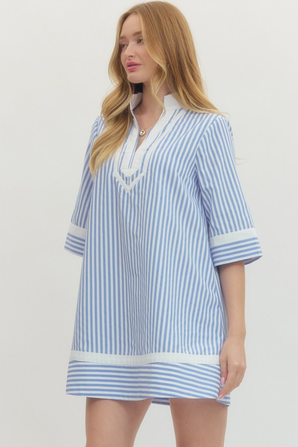 Dress In Your Sunday Best Blue Striped Dress