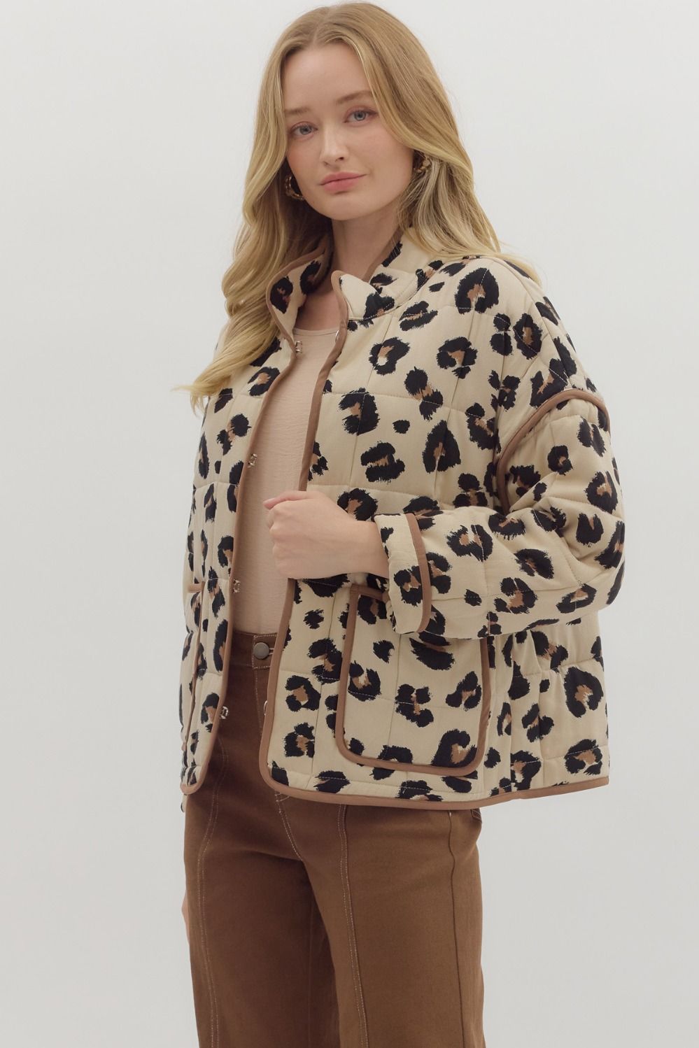 Never Question It Leopard Print Quilted Jacket