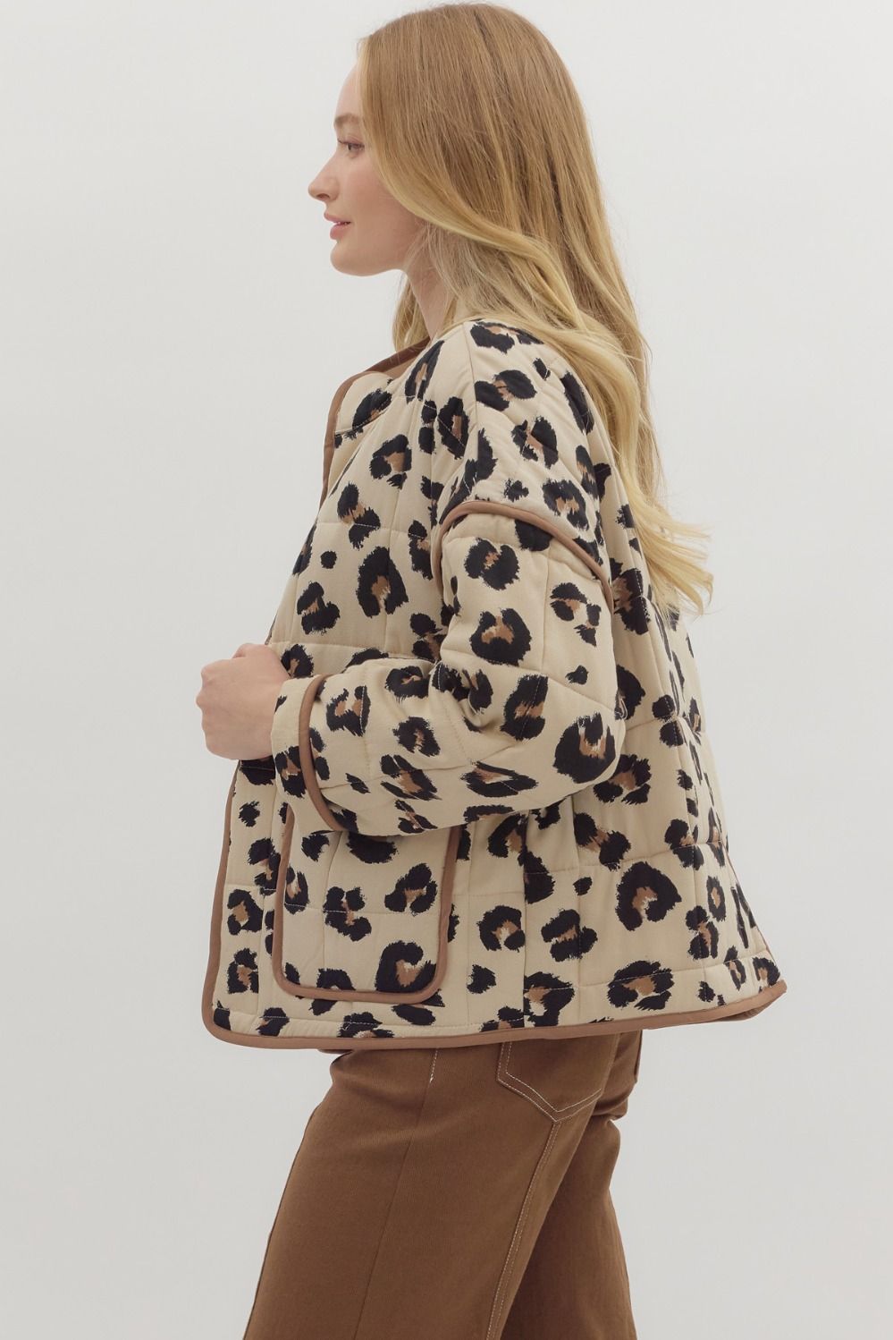 Never Question It Leopard Print Quilted Jacket