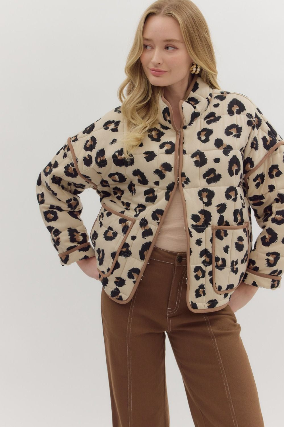 Never Question It Leopard Print Quilted Jacket
