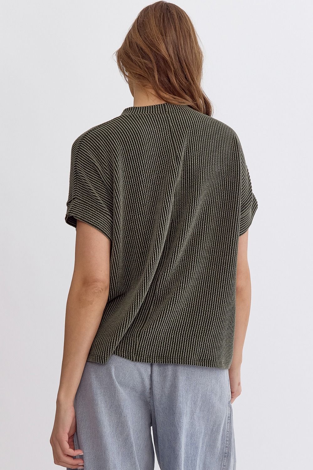 RESTOCK Transitioning Into Fall Olive Top