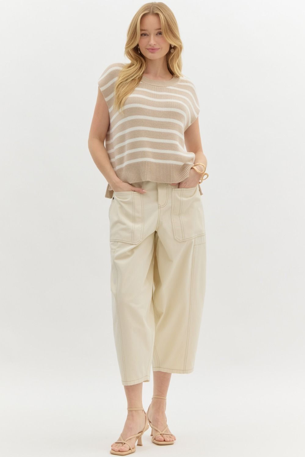 Someone Special Taupe Striped Top