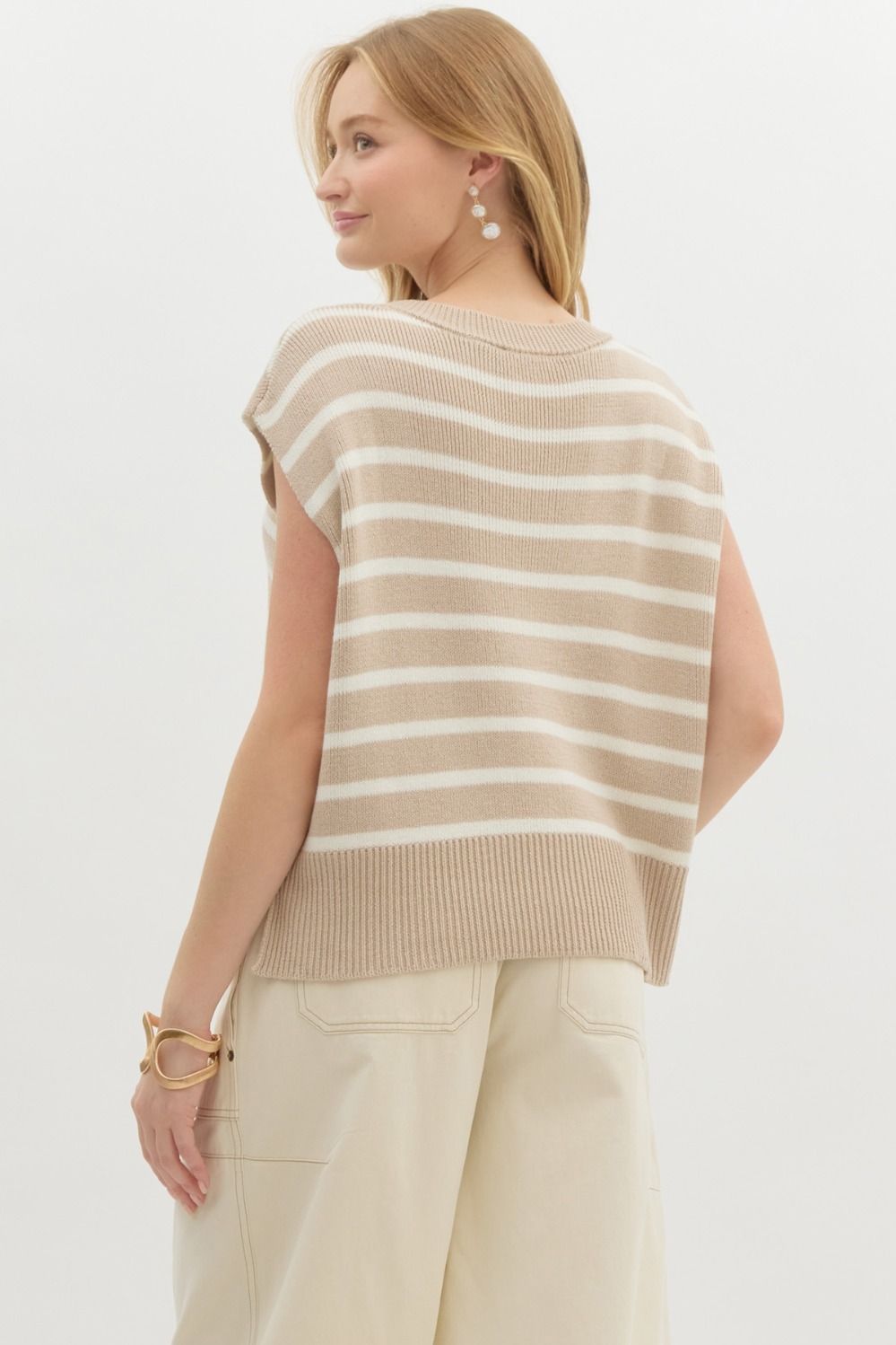 Someone Special Taupe Striped Top