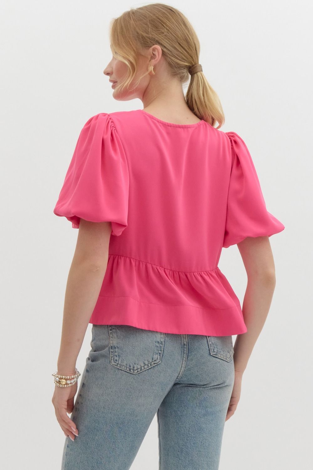 Hottie Without Even Knowing Hot Pink Blouse