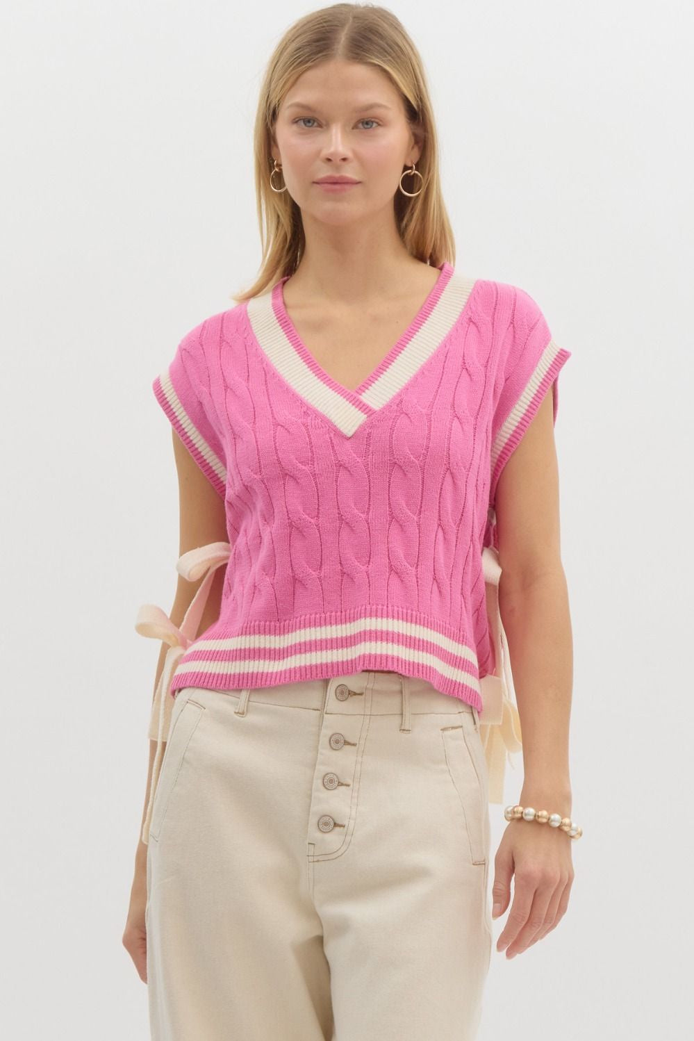 Very Sweet Of You Pink Knit Sweater Vest