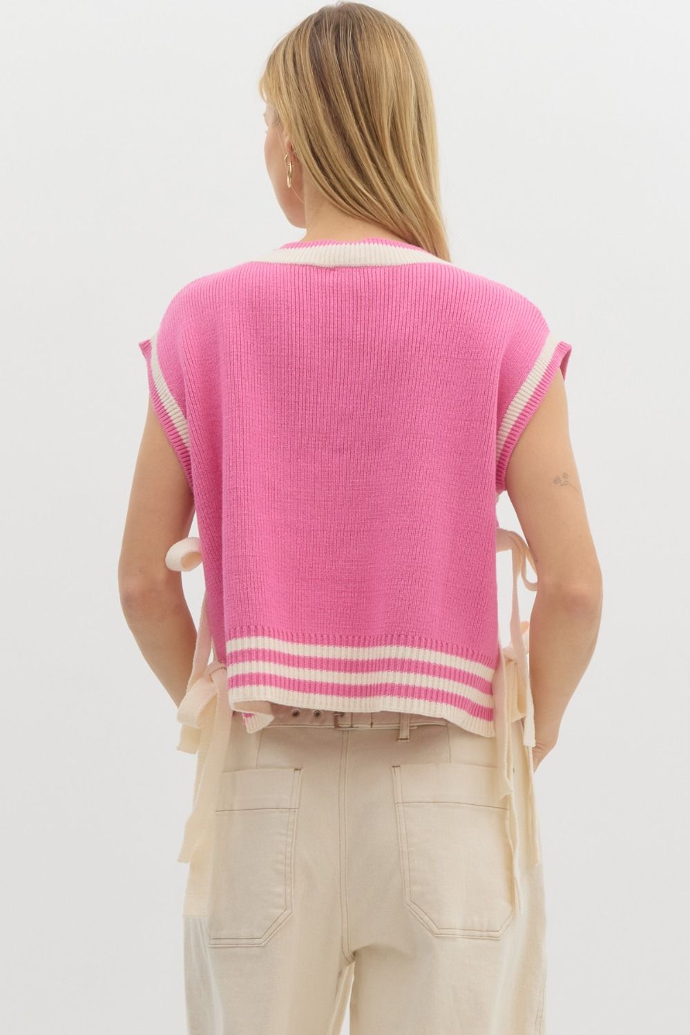 Very Sweet Of You Pink Knit Sweater Vest