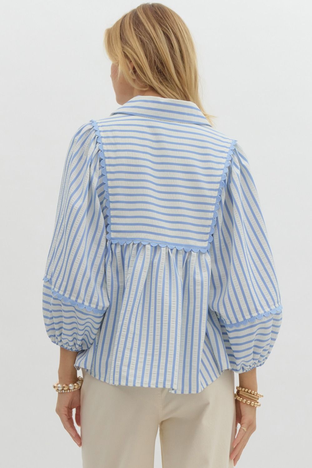 A Real Beauty Blue Striped Blouse