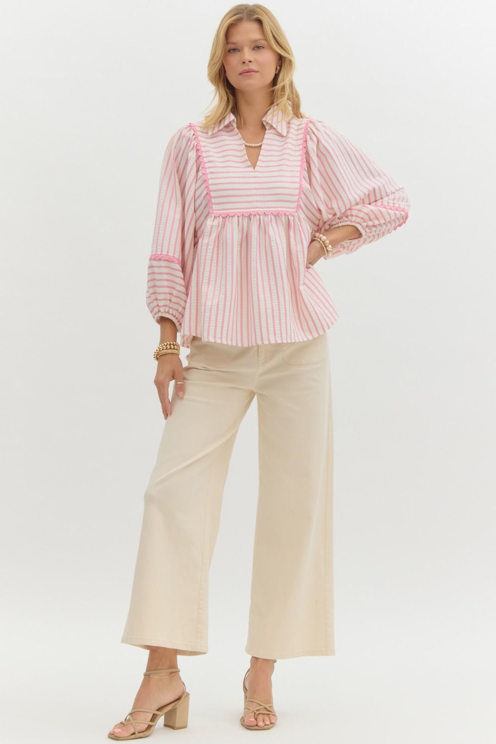 A Real Beauty Pink Striped Blouse