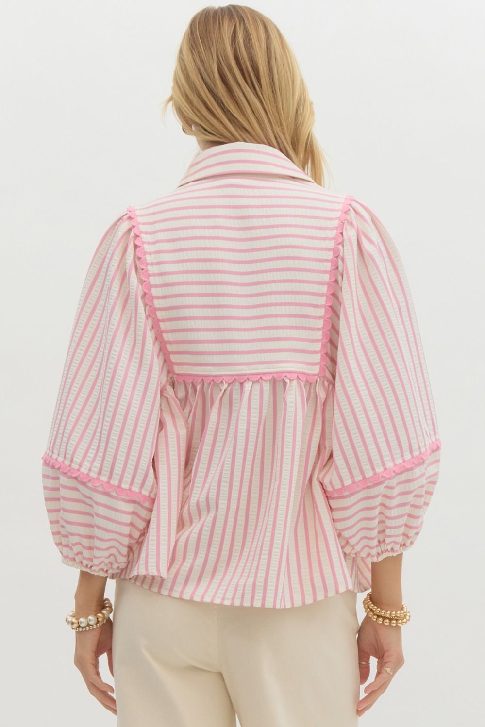 A Real Beauty Pink Striped Blouse