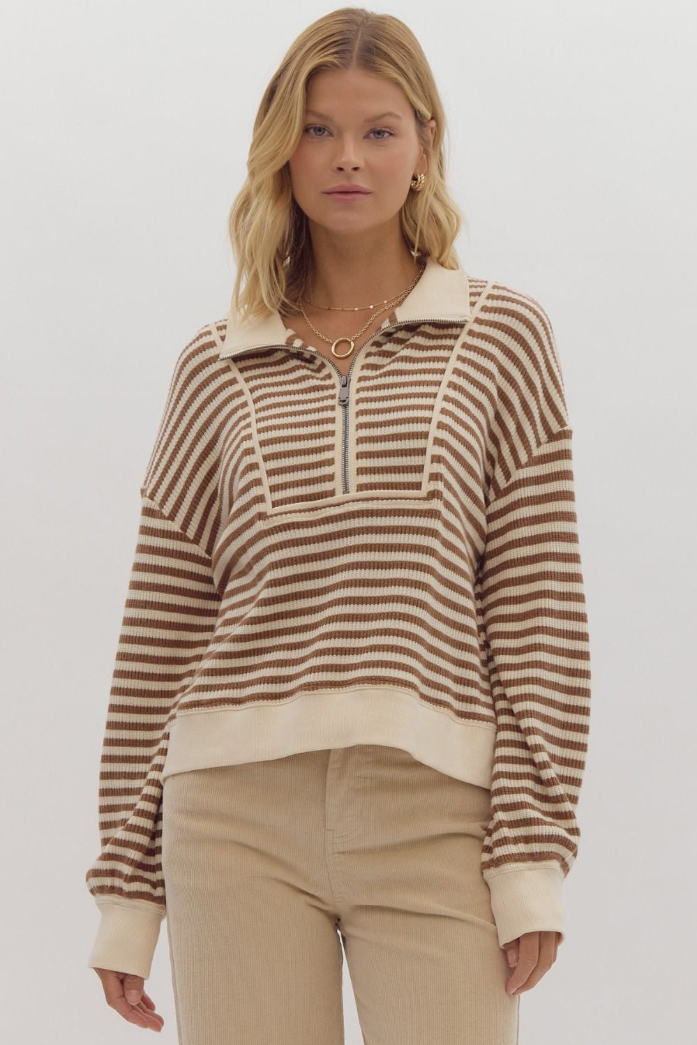 Oh Deer, The Reindeer Are Here Striped Pullover