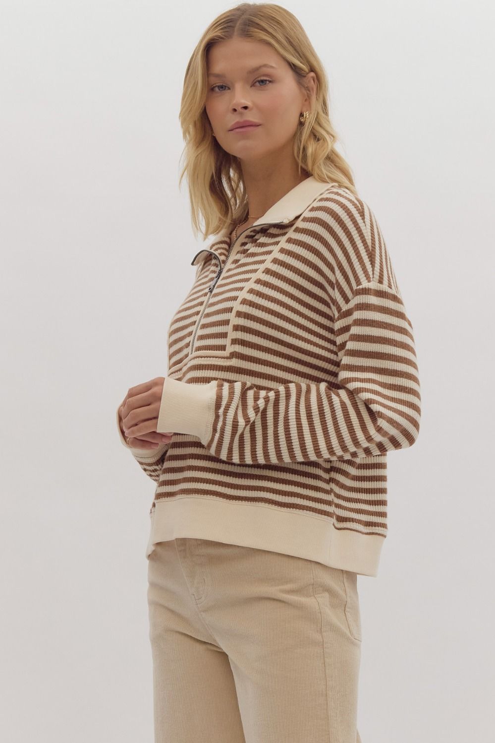 Oh Deer, The Reindeer Are Here Striped Pullover