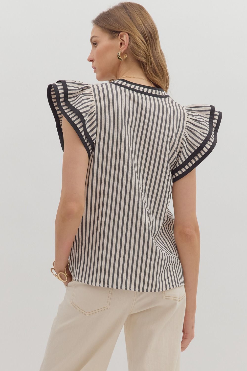 Never Been Better Black Striped Blouse