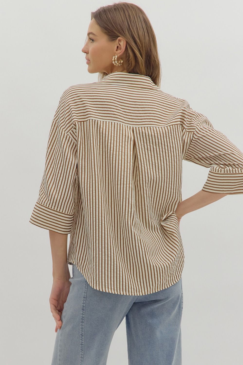 Bonfires & S'Mores Season Brown Striped Blouse