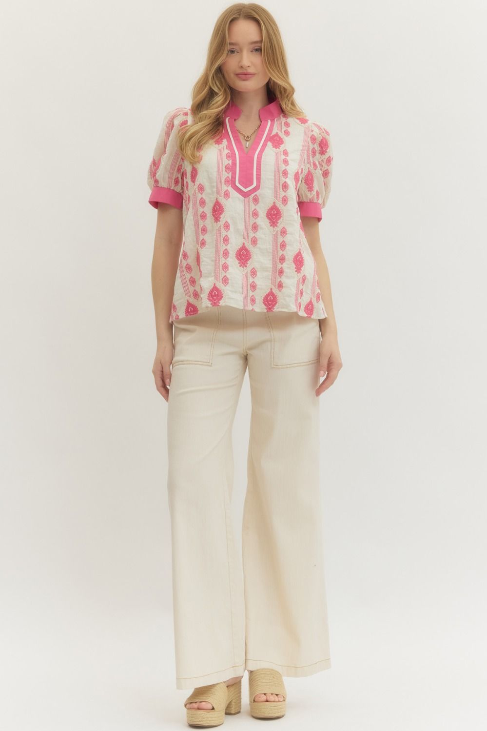 Prove It Pink Embroidered Blouse