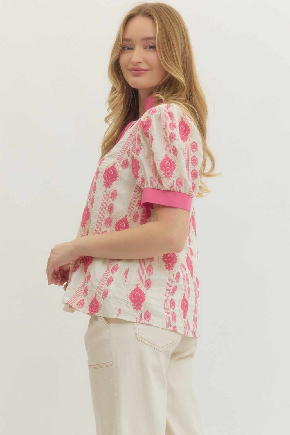Prove It Pink Embroidered Blouse