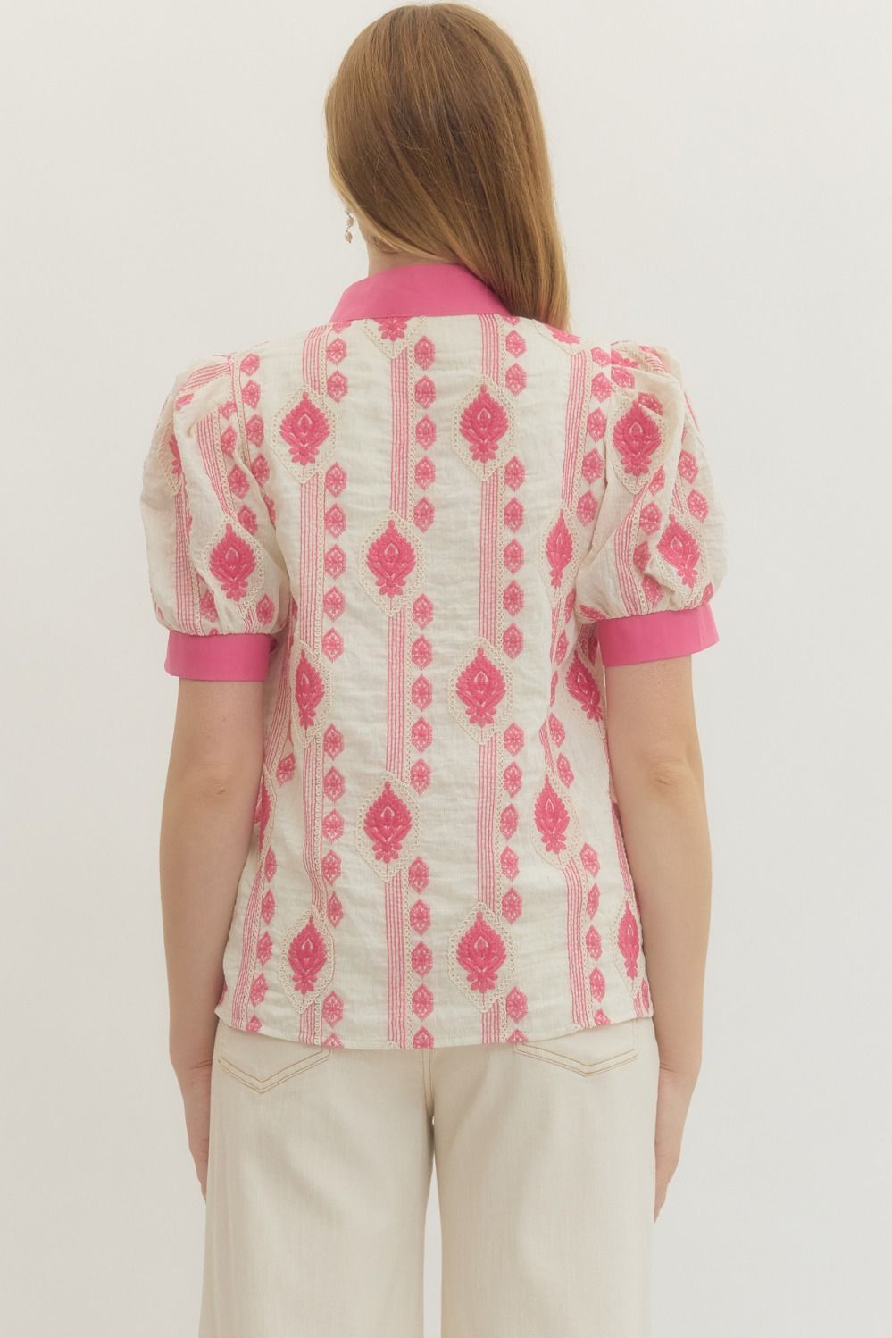 Prove It Pink Embroidered Blouse