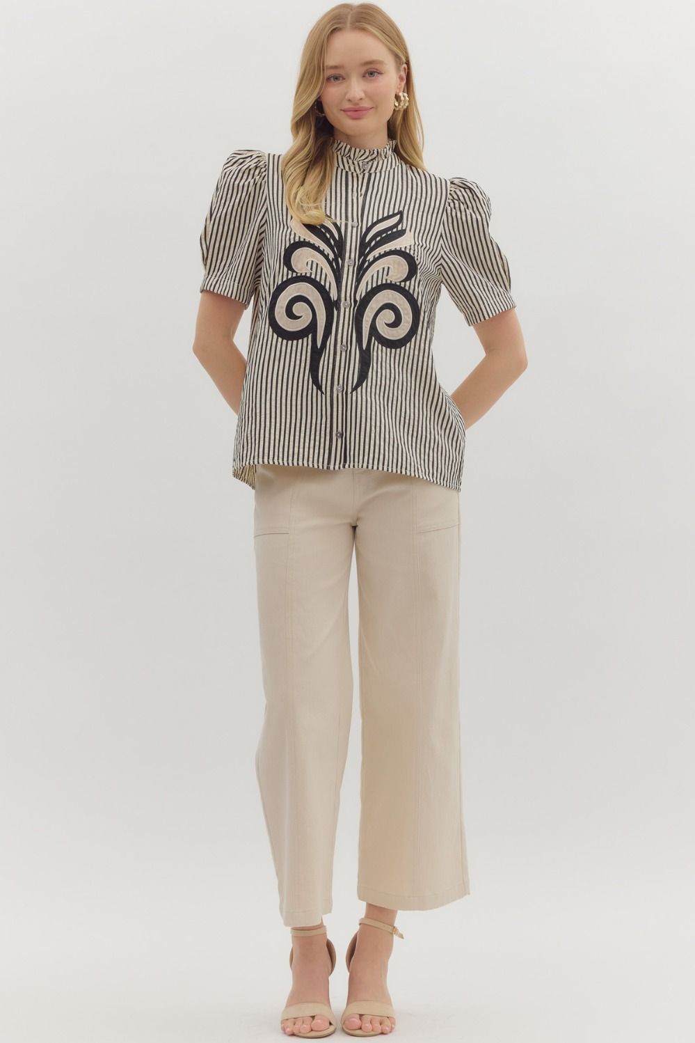 Make A Statement Black Striped Blouse